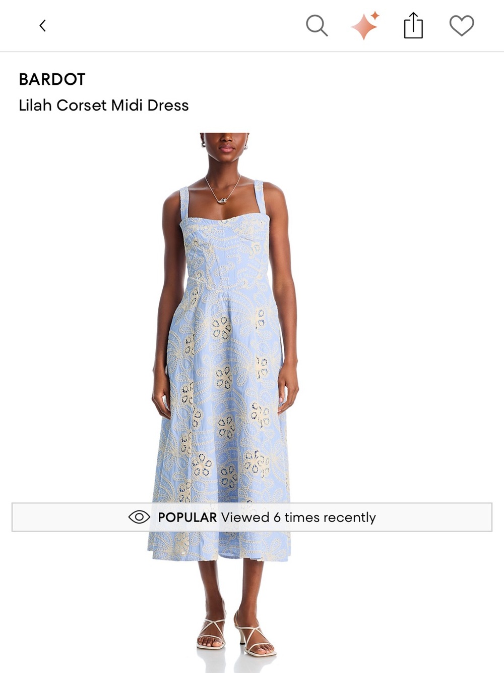 Bardot Embroidered Strap Midi Dress